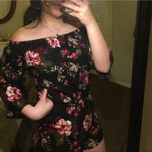 Floral off the shoulder romper